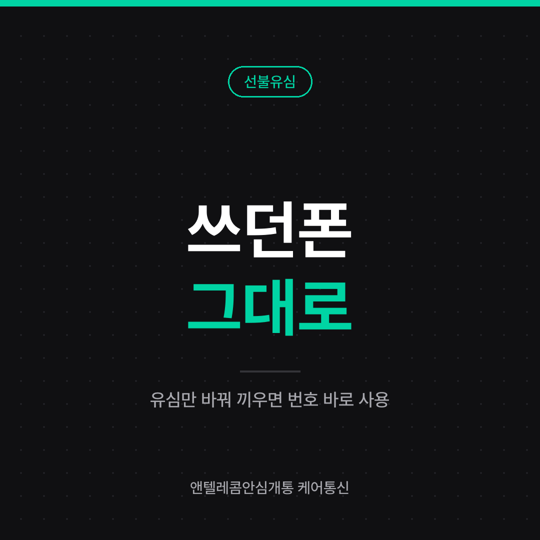쓰던 폰 그대로 선불유심 개통 안내 카드 — 기존 단말기에 유심만 교체하면 바로 사용